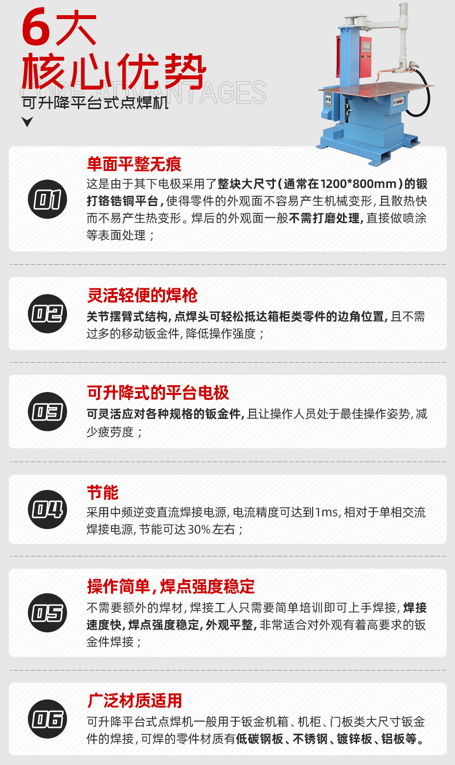 可升降平臺式點焊機詳情核心優勢